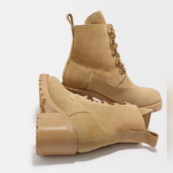 MAJE Suede Ankle Boots Beige Heel size 40 9.5 - Picture 4 of 8